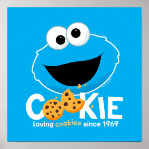 Poster Rua Sésamo Cookie Monster Loving Cookies