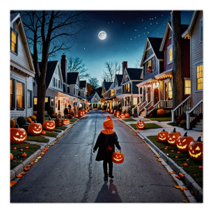 Póster Rua Trick ou Treat - Noite do Dia das Bruxas