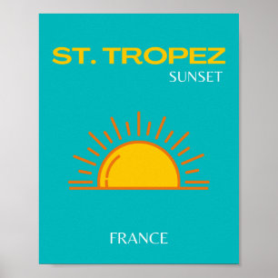 Poster Rua Tropez, Sunset, Viagem Art, Turquoise