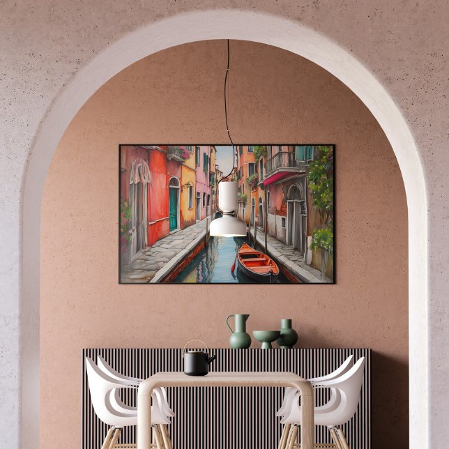 Poster Rua Watercolor na Paisagem de Veneza (Criador carregado)