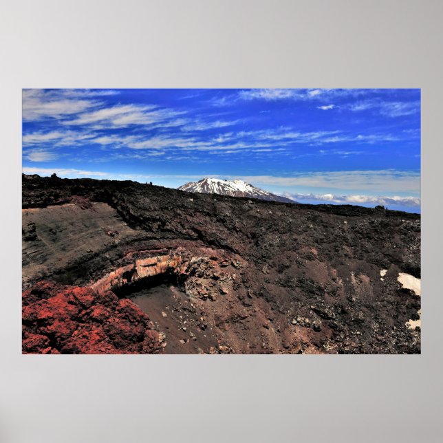 Poster Ruapehu e a Cratera Ngaurahoe (Frente)