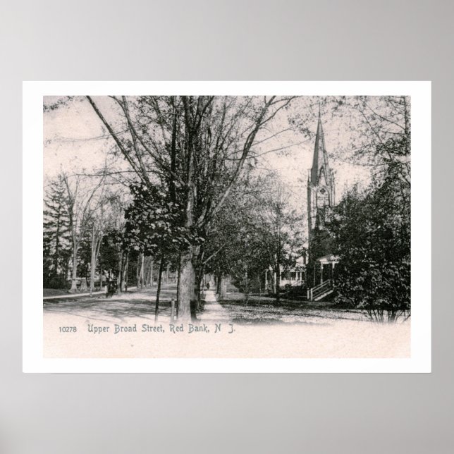 Poster Ruas Amplas, Banco Vermelho, Estilo Vintage NJ 190 (Frente)