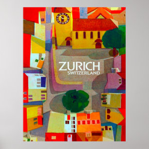 Poster Ruas da cidade de Zurique, Suiça. Vista real