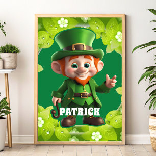 Poster ruas de Leprechaun 3D. Crianças Personalizadas do 
