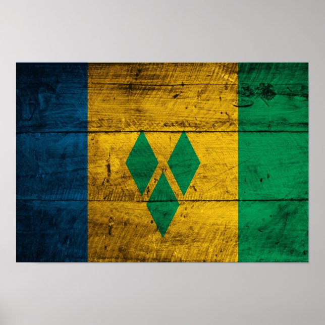 Póster Ruas de madeira, Vincent & Grenadines Flag (Frente)