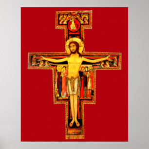 Póster Ruas de San Damiano Crucifix na Católica Assisi