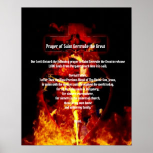 POSTER RUAS. GERTRUDE PRAYER CRUCIFIXION HOLY TRINITY