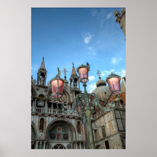 Poster Ruas. Marcas e lâmpada, Veneza, Itália