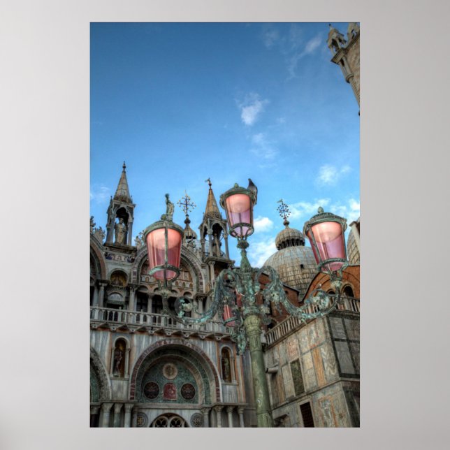 Poster Ruas. Marcas e lâmpada, Veneza, Itália (Frente)