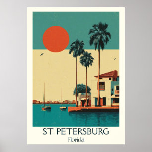 Poster Ruas: Petersburg Florida Vintage Skyline Viagem Ar