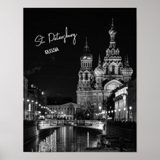 Poster Ruas: Petersburgo Rússia - Fotografia Negra e Bran