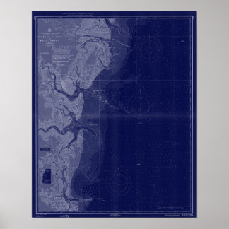 Poster Ruas Simons Georgia Mapa Náutico Gráfico Blue Art