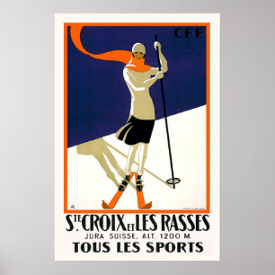 Poster Ruas. Suiça Croix Skiing