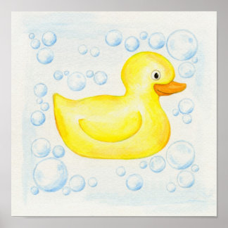 Poster Rubber Arte de banheiro quadrado Ducky