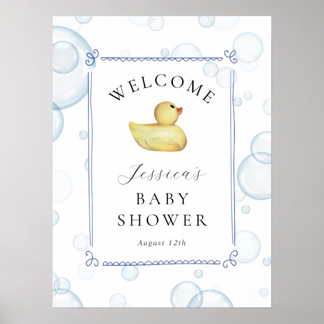 Poster Rubber Ducky Baby Shower Welcome Sign (Frente)
