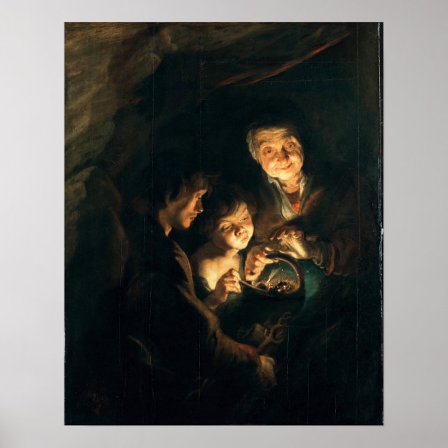 Poster Rubens - Mulher Velha Com Cesta De Carvão (Frente)