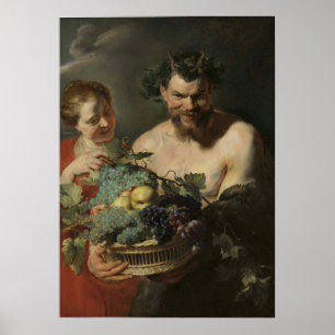 Poster Rubens - Satyr & Ninfh com Uvas e Questores