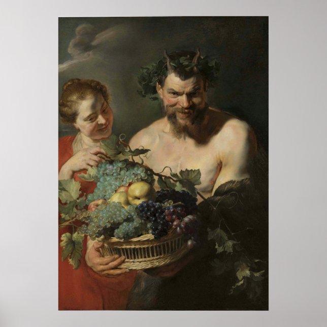 Poster Rubens - Satyr & Ninfh com Uvas e Questores (Frente)