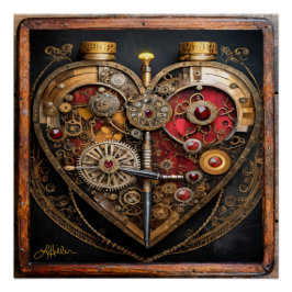 Póster Rubis e Engrenagens Steampunk Coração Sombrio 