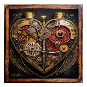 Póster Rubis e Engrenagens Steampunk Coração Sombrio