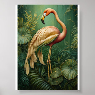 Poster Rubor Flamingo Elegância, Penas Rosa Tropical