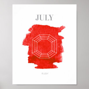 Póster Ruby Birthstone Julho