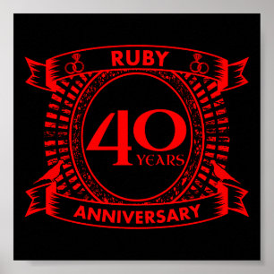 Poster ruby crest, 40º aniversário de casamento