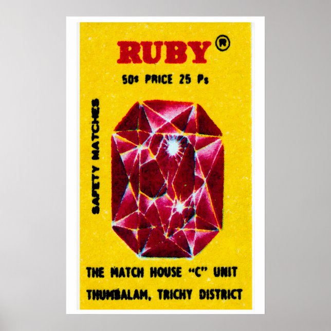 Poster Ruby Gem - Matchbox Print - Aesthetic Wall Art (Frente)