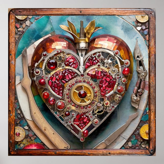Poster Ruby Pomegranate Heart Steampunk (Frente)