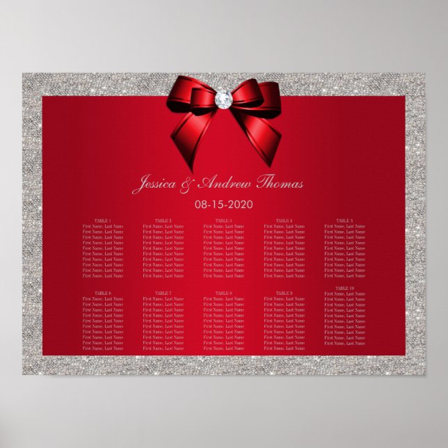 Poster Ruby Vermelho Elegante, Casamento com Lente de Pra (Frente)