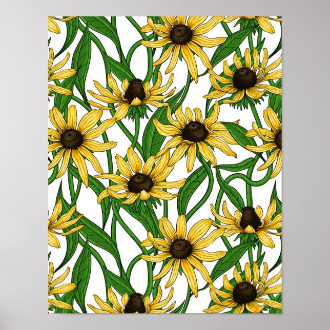 Poster Rudbekia amarela em branco (Frente)