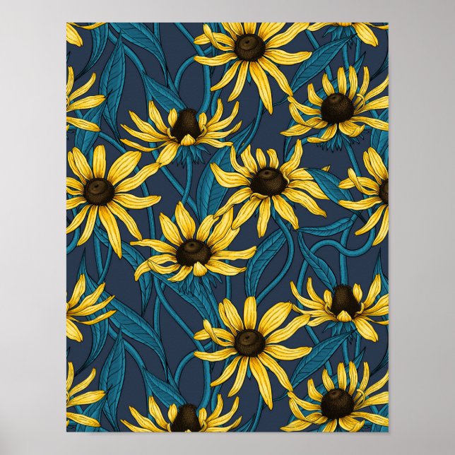 Poster Rudbekia amarela no marinho (Frente)