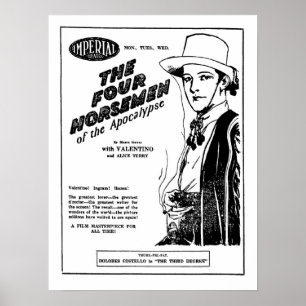 Póster Rudolph Valentino quatro cavaleiro do anúncio do