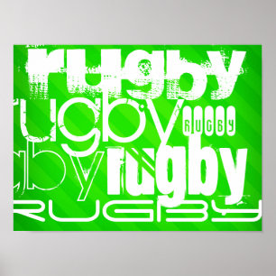 Póster Rugby; Neon Green Stripes
