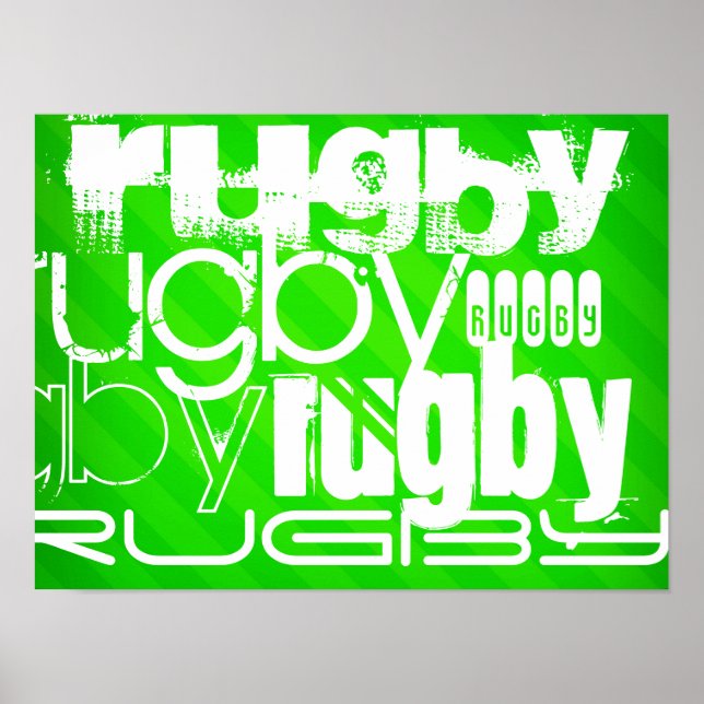 Póster Rugby; Neon Green Stripes (Frente)