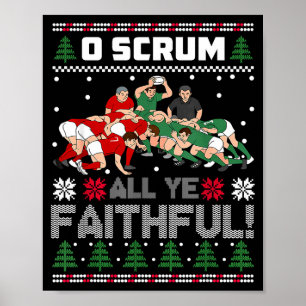 Poster Rugby Retro O Scrum Todos Vós Fieis Feio Natal Ale