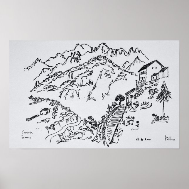 Póster Rugged Val d'Asco | Córsega, França (Frente)