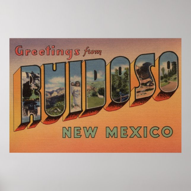 Póster Ruidoso, Novo México - Cenas com Letras Grandes (Frente)