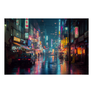 Póster Ruim Neon Alley de Tóquio
