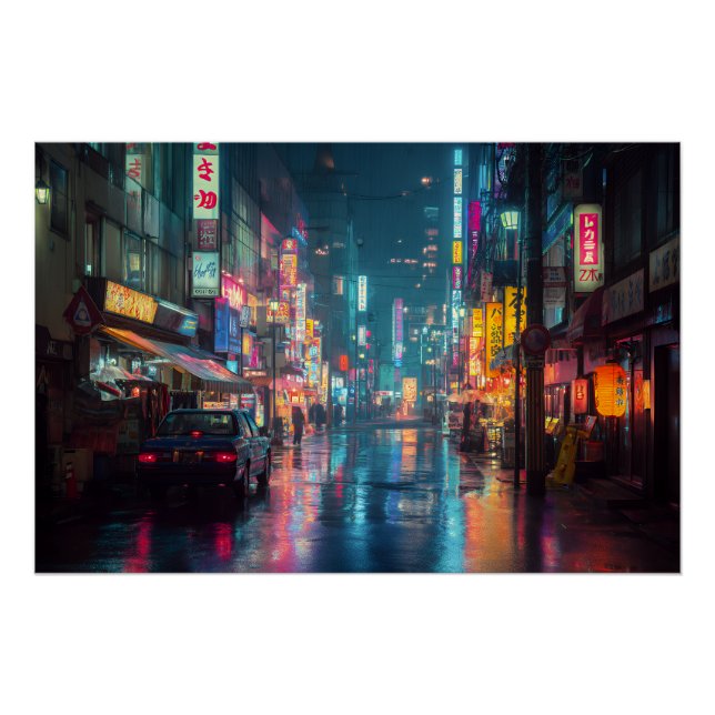 Póster Ruim Neon Alley de Tóquio (Frente)