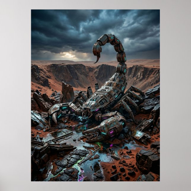 Poster Ruína do Escorpião Mecânico no Deserto (Frente)