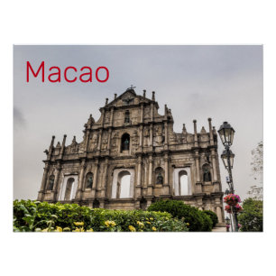 Póster Ruína Macau da Rua. Igreja de Paul China Souvenir