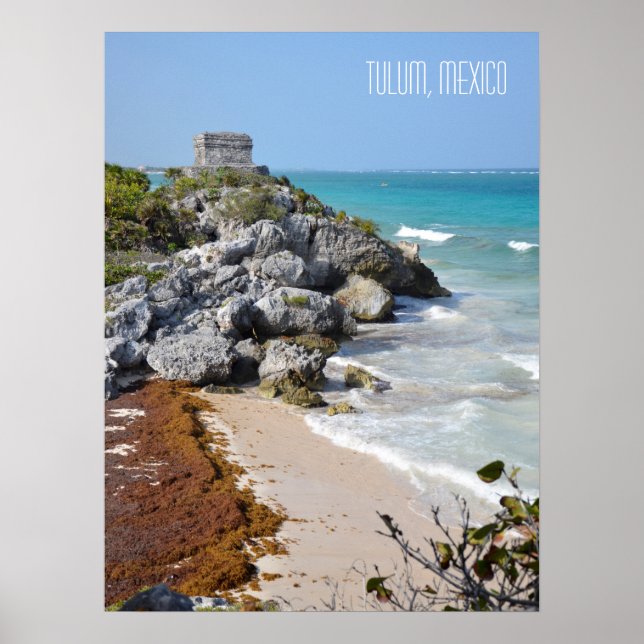 Poster Ruínas Maias de Tulum México Lembrança de Viagem (Frente)