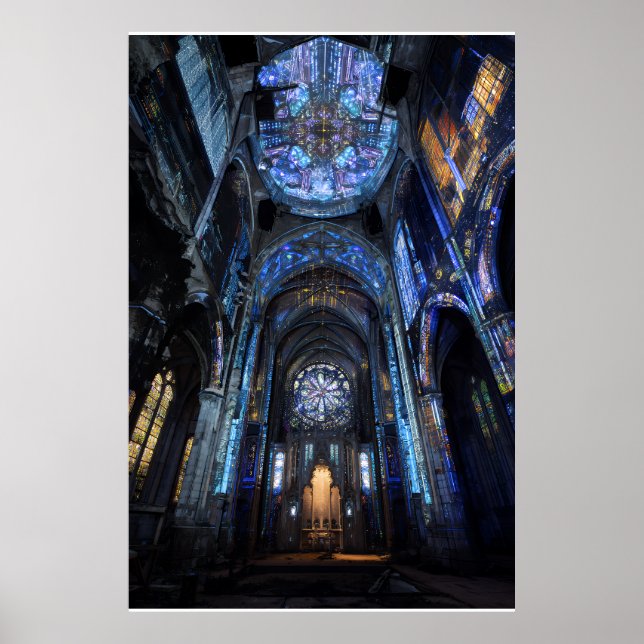 Poster Ruined Cathedral Stained Glass Projection Glow (Frente)