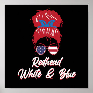 Poster Ruiva EUA Bandeira Fora do Cabelo Vermelho Raparig