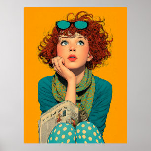 Poster Ruiva Whimsical nas Bolinhas