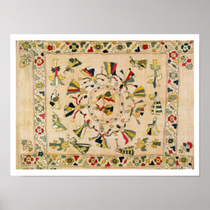 Póster Rumal: cobrir quadrado do bordado que mostra o