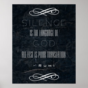 Poster Rumi Citação do Silêncio e de Deus