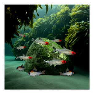Póster Rummynose Tetras Corydoras Aquarium Fish