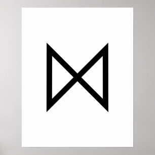 Poster Runa de Visualização de Dagaz Geométrico Preto 